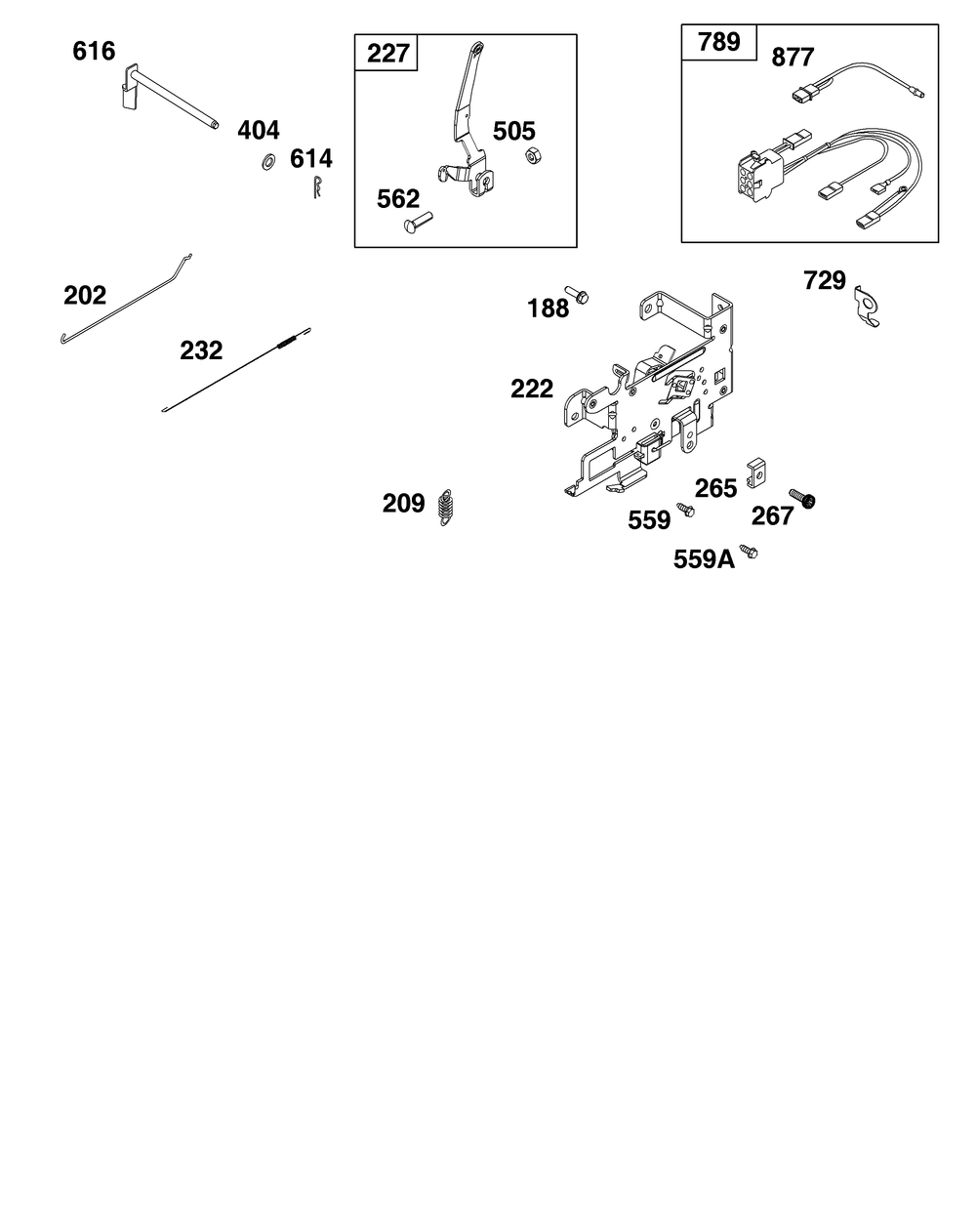 Controls Group Diagram and Parts List for 31R977-0058-B5 200000 - 399999 Briggs and Stratton Engine
